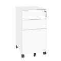 3-Drawer Mobile File Cabinet with Lock and Wheels - White