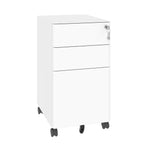 3-Drawer Mobile File Cabinet with Lock and Wheels - White