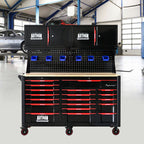 Heavy Duty Tool Cart with 19 Drawers and Locking System - Black/Red