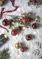 Red Glass Christmas Tree Ornaments with Elegant Finish - Sets Available