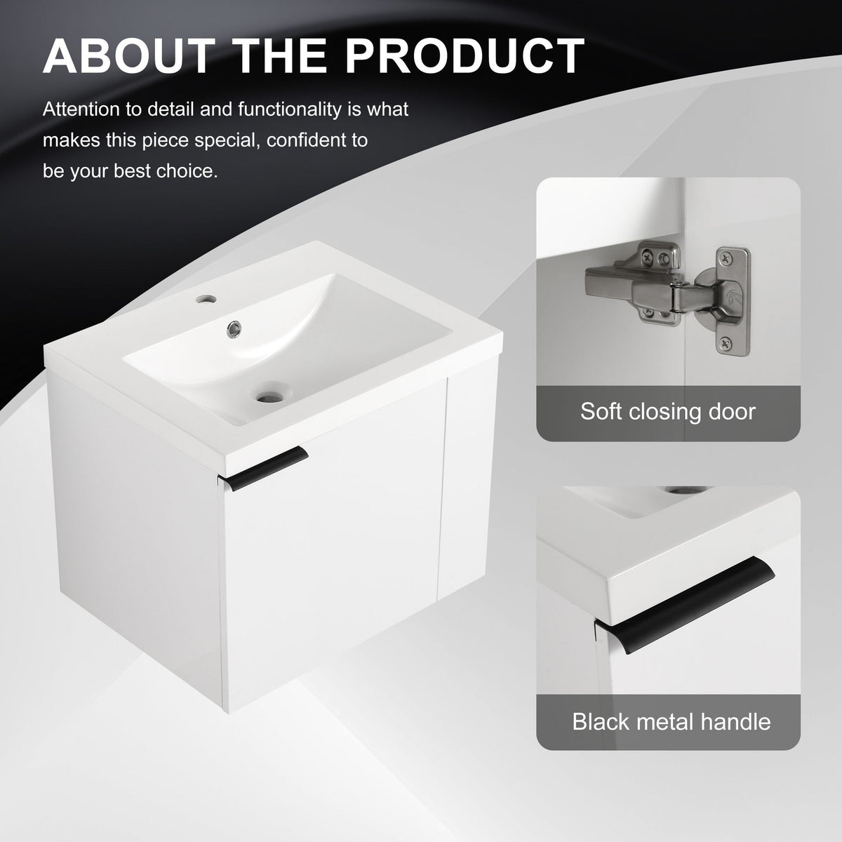 Modern Bathroom Vanity with Side Storage - Light Brown or White