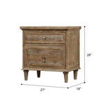 Taupe 2 Drawer Nightstand with Spacious Storage - Solid Wood