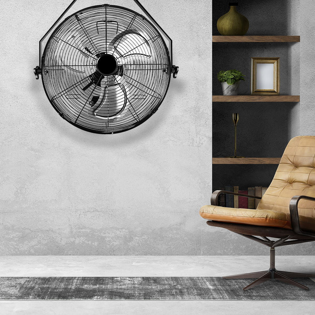 High Velocity 3 Speed Air Circulator Metal Wall Mount Fan - Black