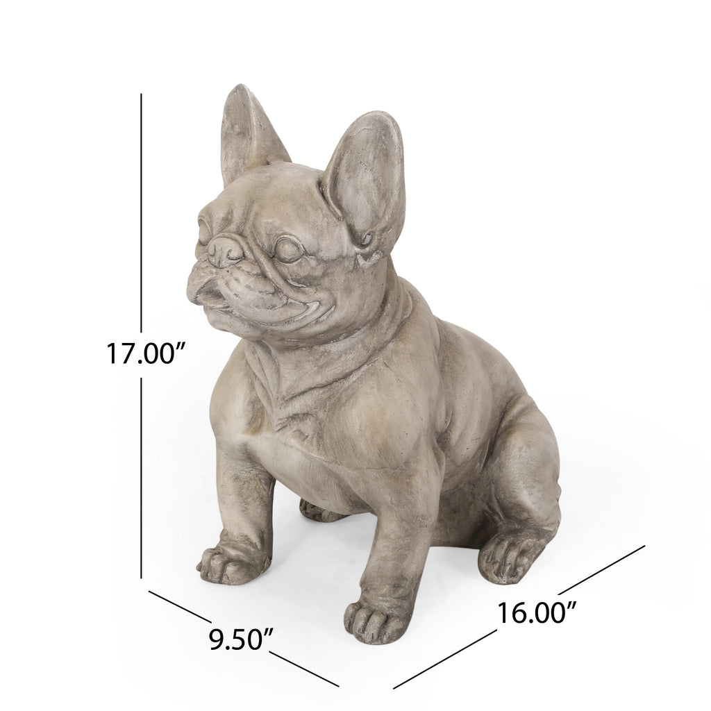 French Bulldog Garden Sculpture with Weather-Resistant Finish - Gray
