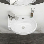 Modern Rectangle Wall Mount Bathroom Sink with Single Faucet Hole - White
