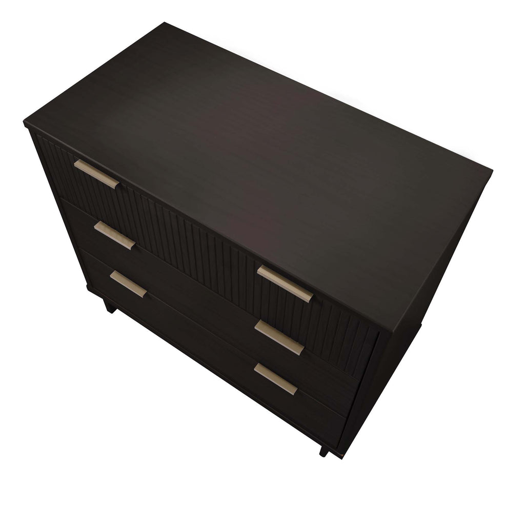 Solid Wood 3 Drawer Dresser with Ribbed Fronts - Multiple Colors