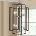 Modern 8-Light Geometric Pendant Chandelier with Adjustable Height - Chrome