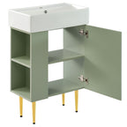 Bathroom Vanity with Single Ceramic Sink and Side Storage - Multiple Colors
