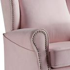 Pink Swivel Glider Chair with Nailhead Trim - Tamaki
