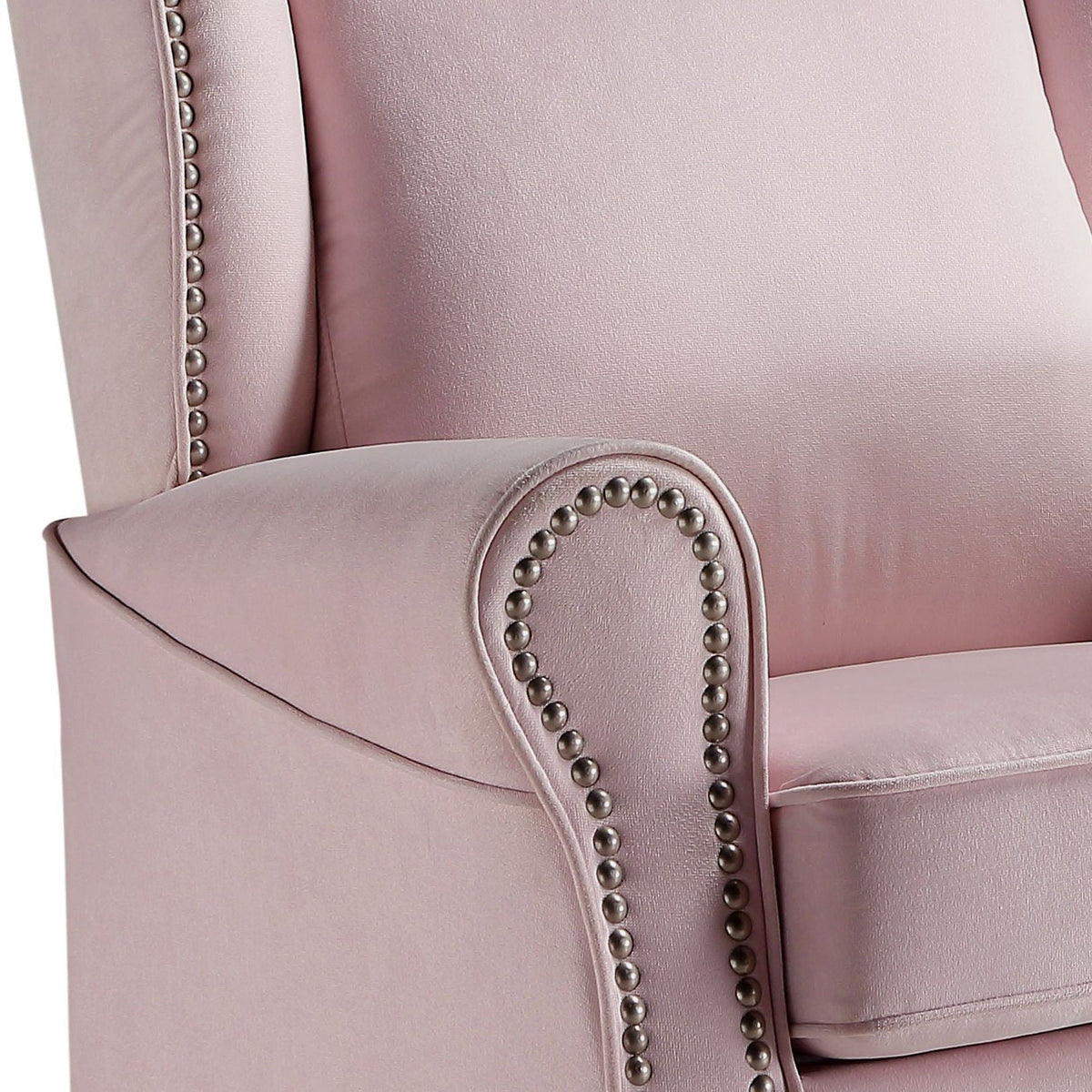 Pink Swivel Glider Chair with Nailhead Trim - Tamaki