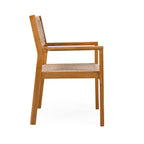 Braided Dining Chair Set of 2 with Acacia Wood & Rope - Light Brown