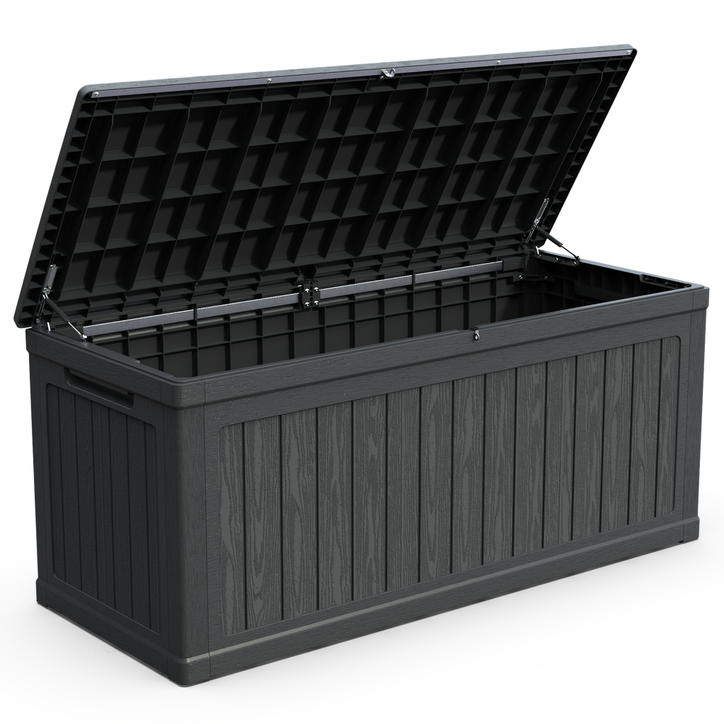 260 Gallon Large Outdoor Storage Deck Box with Lockable Lid - Black
