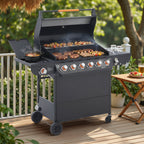 6 Burner Gas Grill with Side Burner - Black