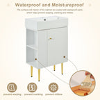Bathroom Vanity with Single Ceramic Sink and Side Storage - Multiple Colors
