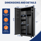 Rolling Metal Storage Locker Cabinet with Lockable Doors - Steel