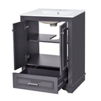 Modern Bathroom Vanity with Ceramic Sink Combo and Storage Cabinet - Multiple Colors