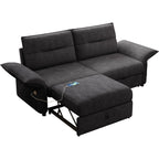 Grey Multifunctional Sofa Bed with Convertible 85-Inch Design - Plush Fabric