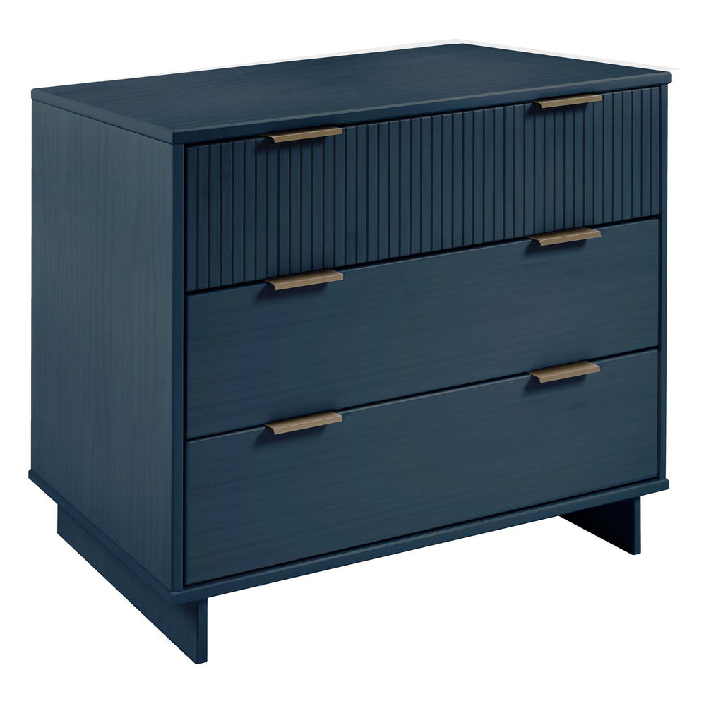 Solid Wood 3 Drawer Dresser with Ribbed Fronts - Multiple Colors