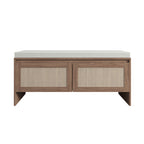 Storage Bench with Cushion and Rattan Doors - Antique Natural