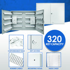 Adjustable Key Cabinet with Lock - Multiple Sizes, Gray or Black