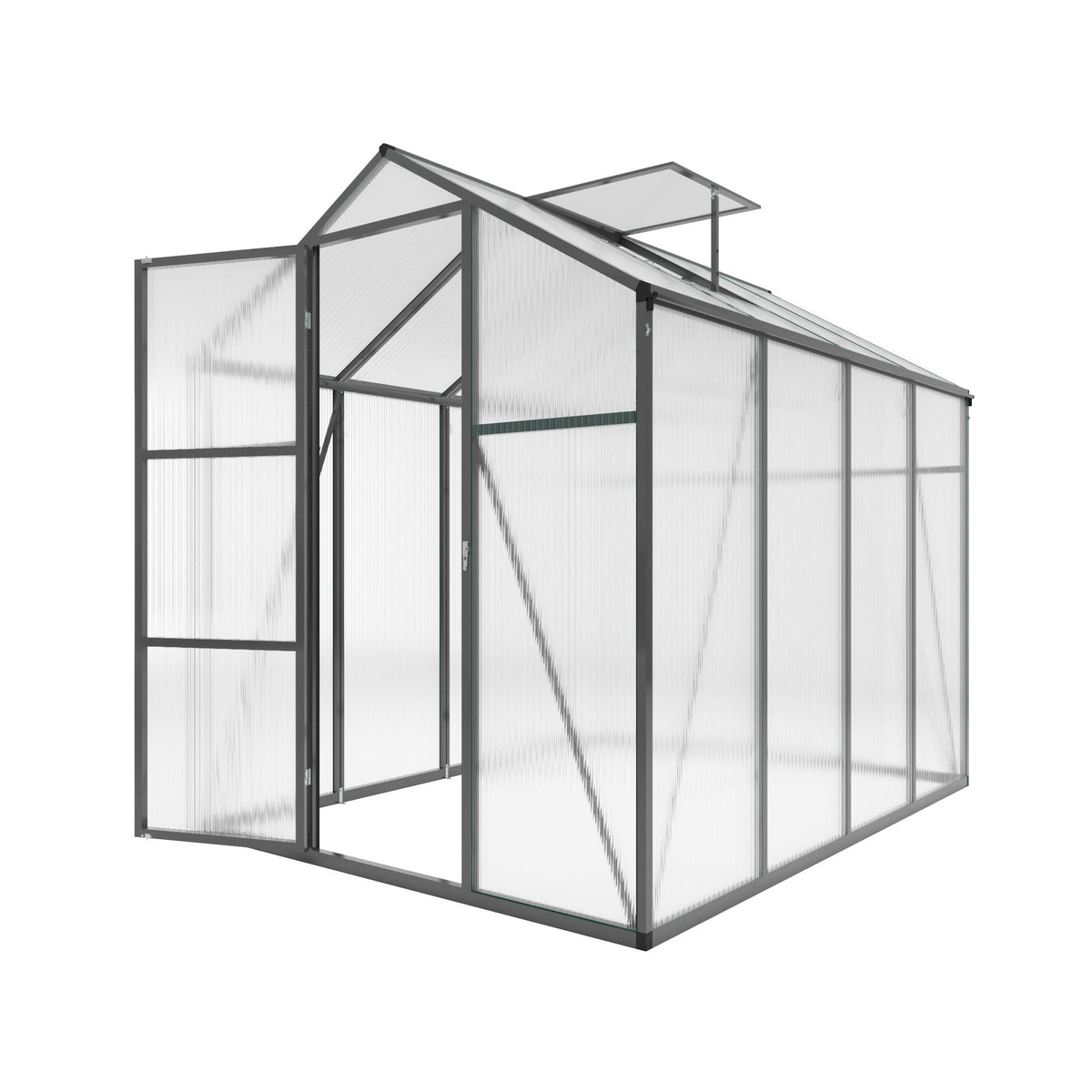 Windproof Greenhouse with Raised Base - Polycarbonate Panels - Black