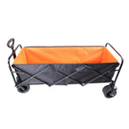 Large Capacity Folding Outdoor Wagon Cart with Extender - Black & Orange