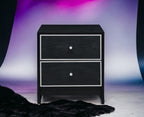 Modern Black Nightstand Table with Two Drawers - Black