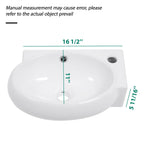 Modern Rectangle Wall Mount Bathroom Sink with Single Faucet Hole - White