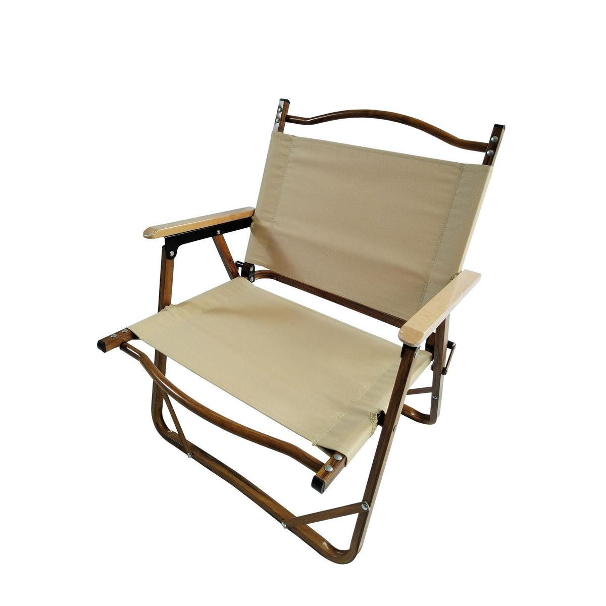 Foldable Portable Chair Set with Armrests - Brown