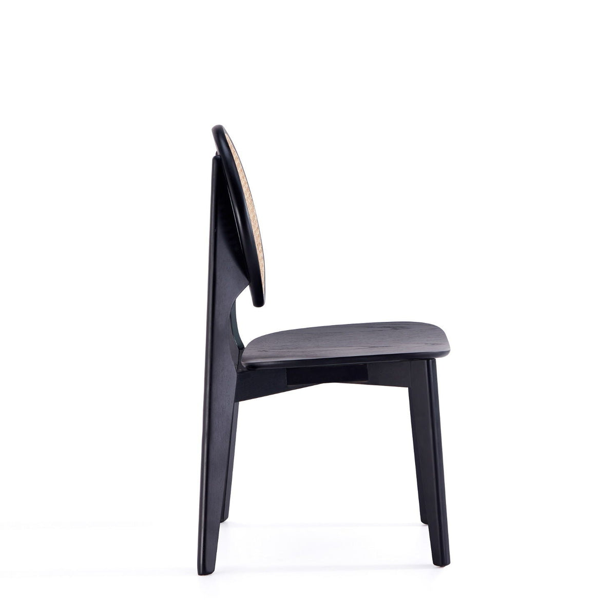 Rattan Cane Backrest Dining Chair Set with Solid Wood Frame - Black or Light Brown