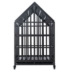 Heavy Duty Dog Crate with Lockable Wheels - Black