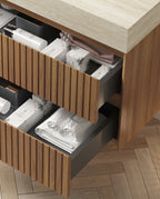Tilley 36'' Wall-Mounted Cabinet with 2 Drawers - Natural Wood