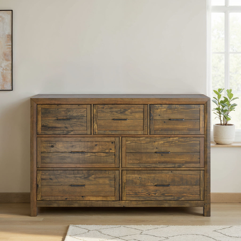 7 Drawer Dresser with Smooth-Glide Drawers - Brown