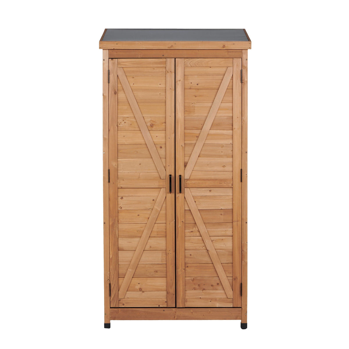 Outdoor Storage Shed with Vertical Tool Cabinet - Solid Wood, Dark Gray or Light Brown