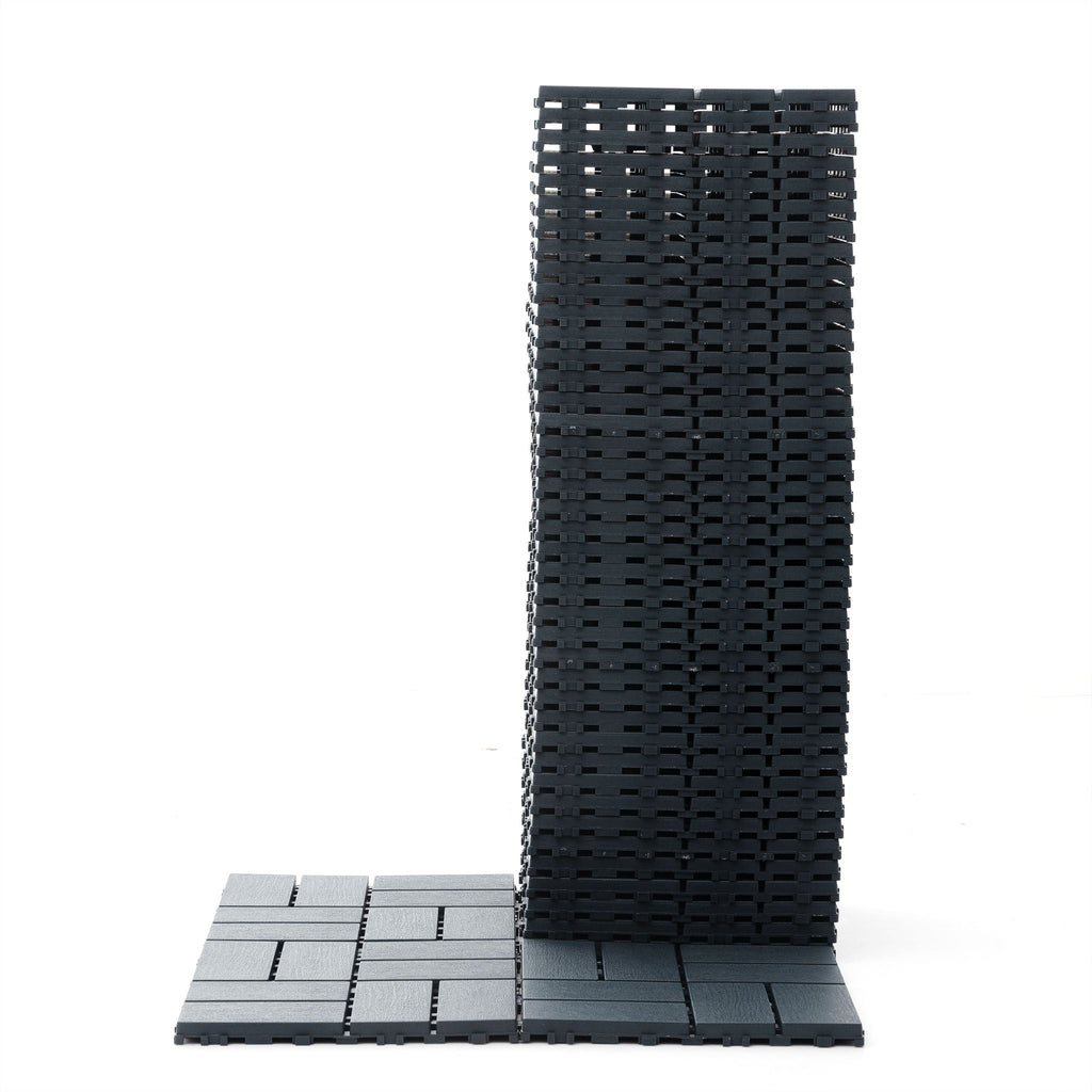 Interlocking Deck Tiles 44 Pack with Easy Installation - Dark Brown or Dark Gray