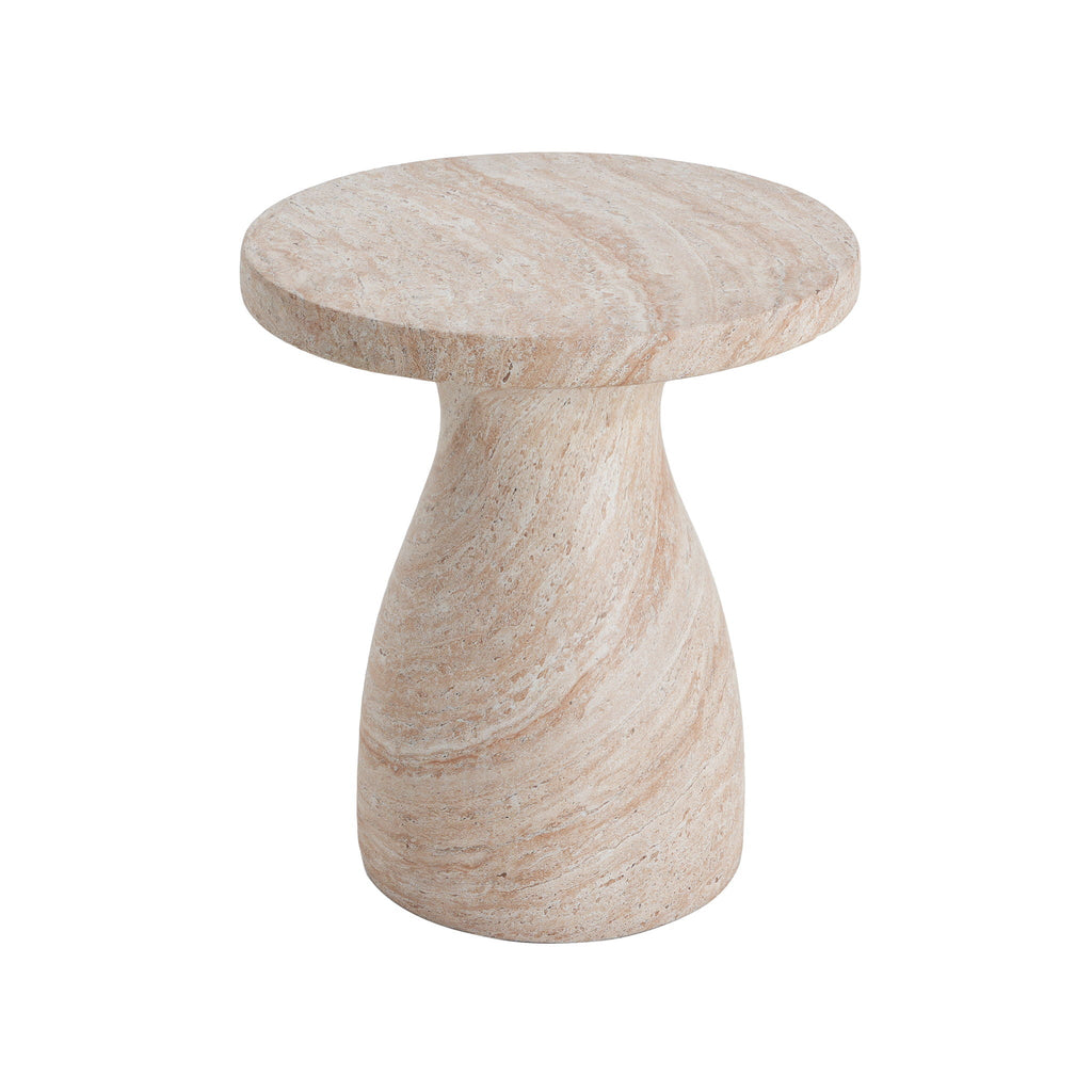 Lightweight Travertine Side Table with Weatherproof Finish – Black or Beige