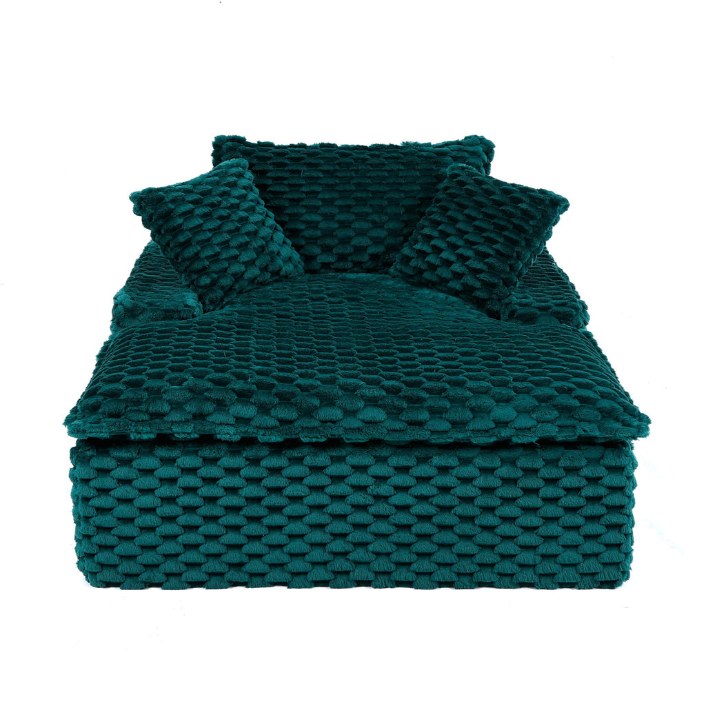 Green Comfort Bearing Stationary Sofa with 2 Pillows and 1 Backrest