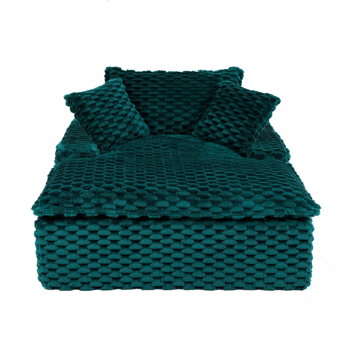 Green Comfort Bearing Stationary Sofa with 2 Pillows and 1 Backrest