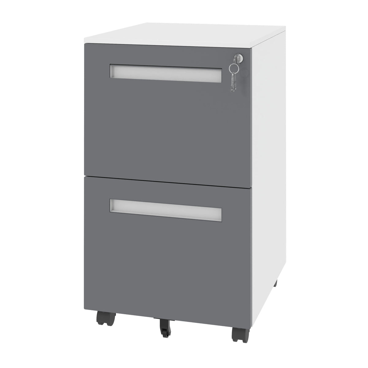2-Drawer Mobile File Cabinet with Lock - White