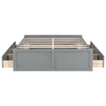 Queen Size Platform Bed Frame with 6 Drawers - Gray