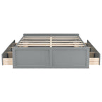 Queen Size Platform Bed Frame with 6 Drawers - Gray