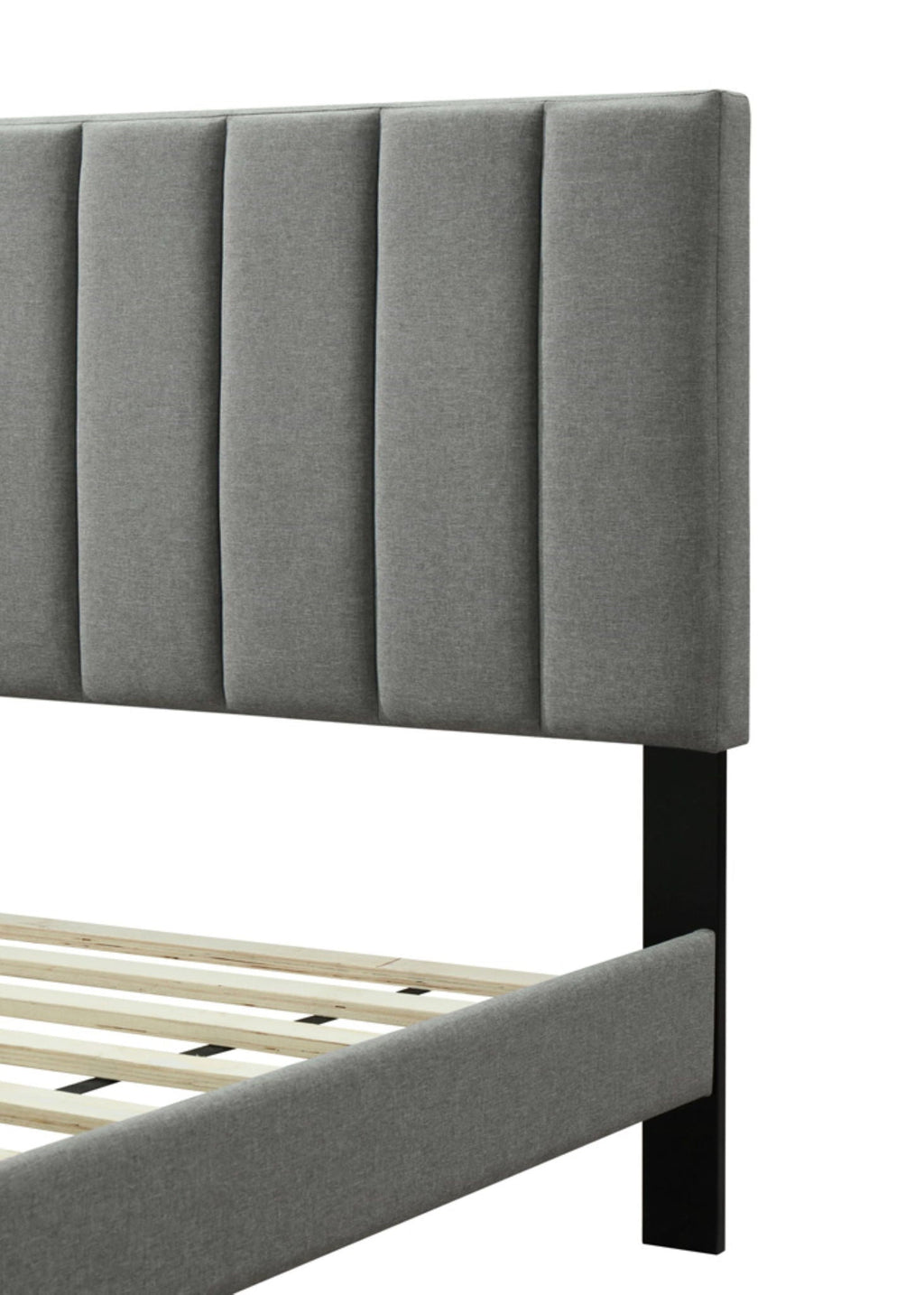 Channel Upholstered Bed with USB Charging and Channel Headboard - Dark Gray