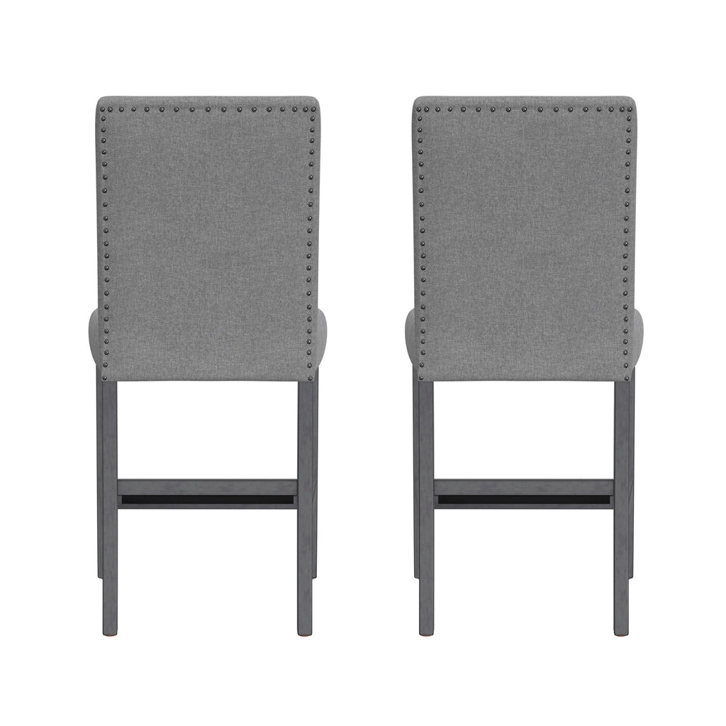 Zeph Upholstered Barstools Set of 2 with Comfortable Upholstery - Light Brown or Dark Gray