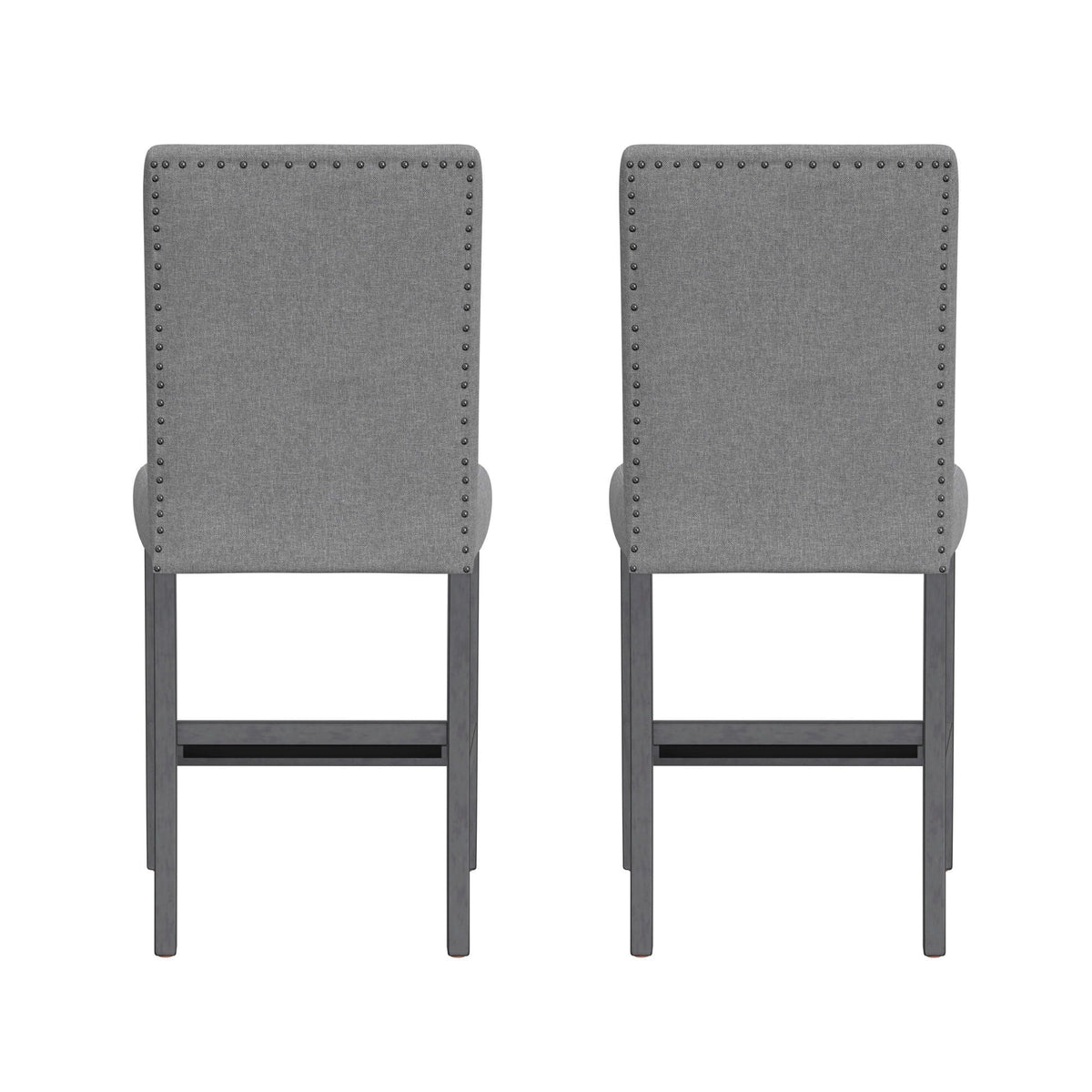 Zeph Upholstered Barstools Set of 2 with Comfortable Upholstery - Light Brown or Dark Gray
