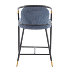 Upholstered Counter Stool Set of 2 with Metal Frame - Navy