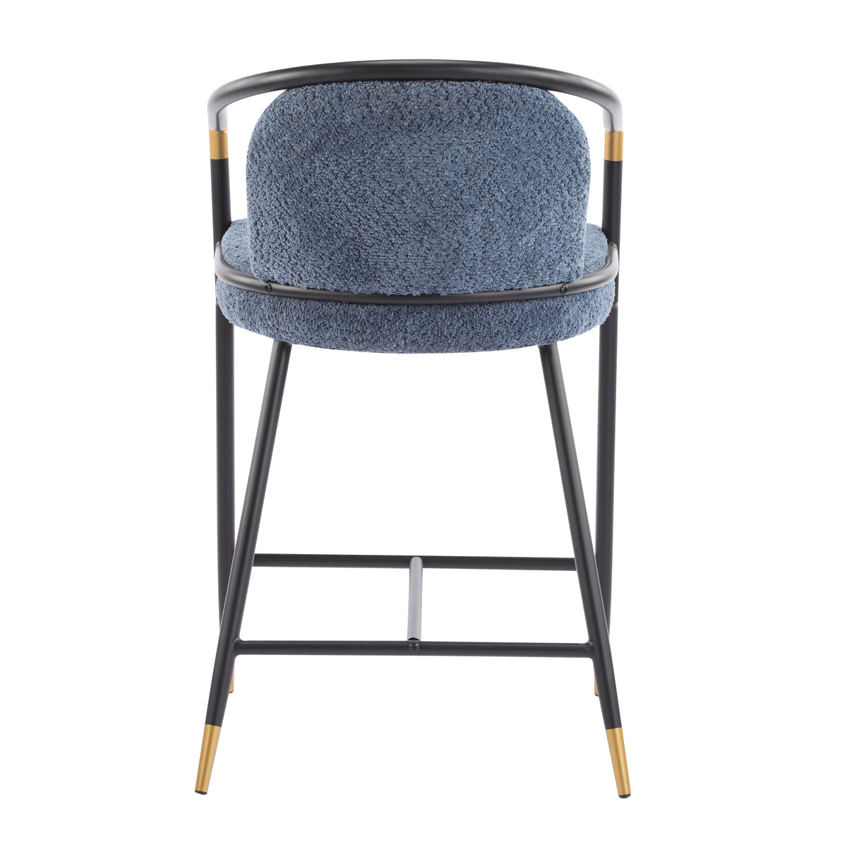 Upholstered Counter Stool Set of 2 with Metal Frame - Navy