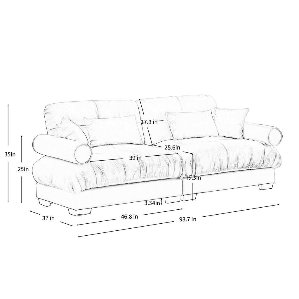 Modern Oversize Sofa with Cloud-Like Comfort - Fabric Stationary Sofa