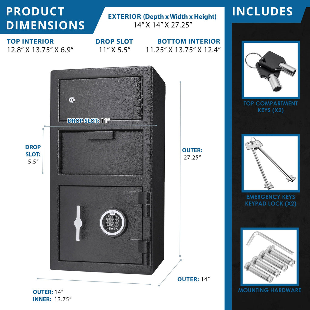 Large Depository Safe with Digital Keypad - Black
