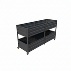 Dual Tier Metal Raised Garden Bed with Lockable Wheels - Grey or Green