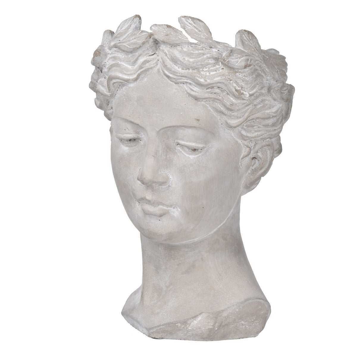 Greek Style Cement Head Planter with Durable Cement Construction - Gray